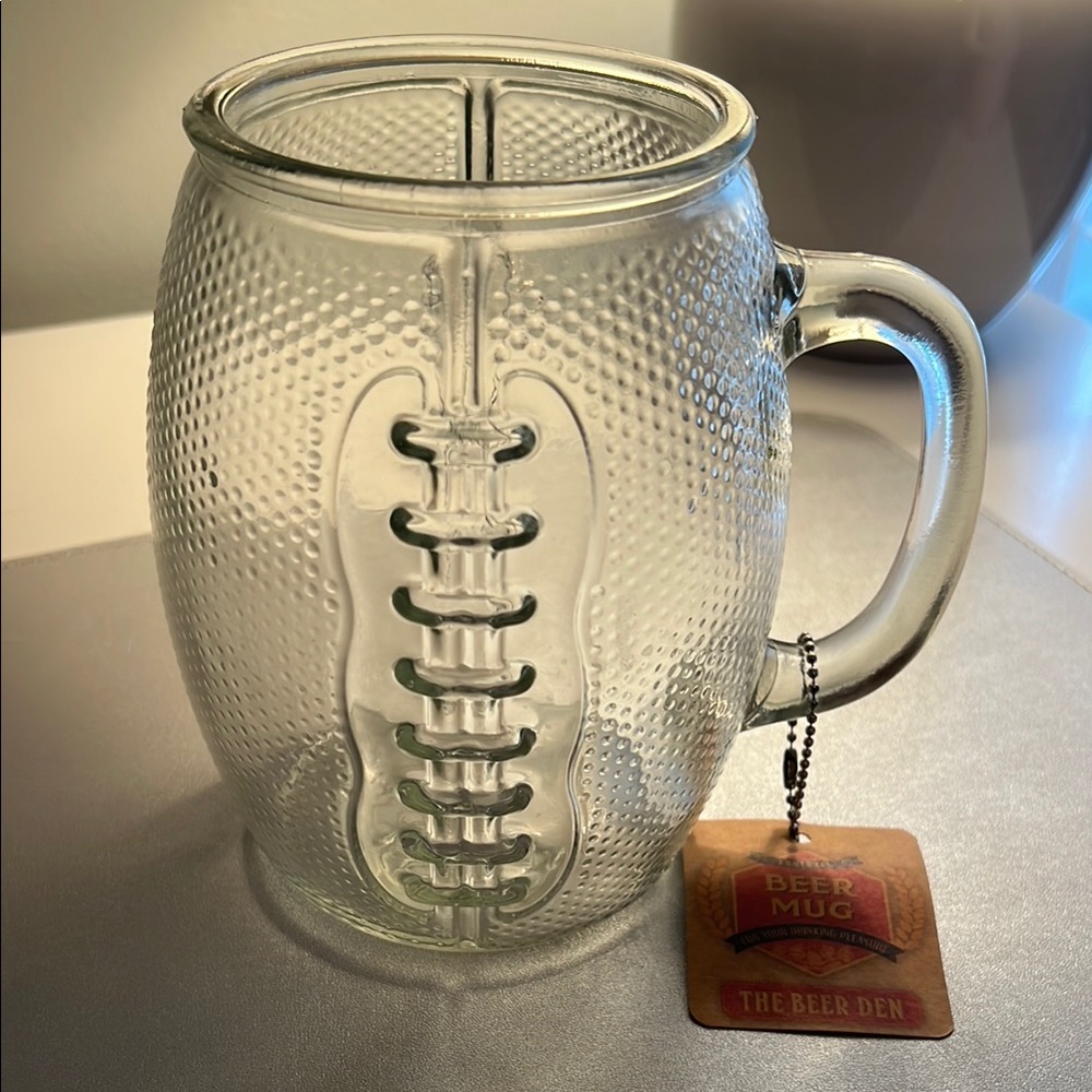 Glass Textured Football Beer Mug